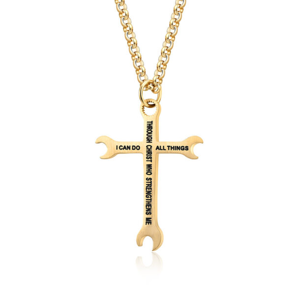 O1CN01tAPJNQ1xvng4fLCFE_2208907706506-0-cib Wholesale Titanium steel smooth wrench cross pendant necklace