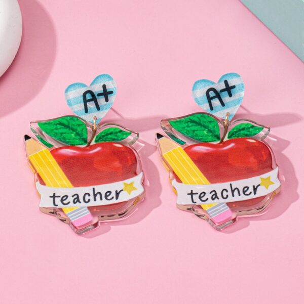 Wholesale Teacher's Day Apple Acrylic Earrings