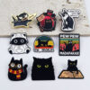 Wholesale Cute black cat cartoon English letter alloy badge brooch