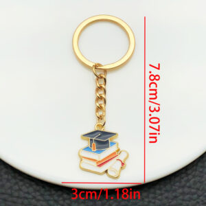 Ls306-1 oil dripping blue graduation cap book certificate key chain-9.1g