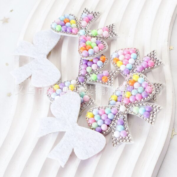 Wholesale Cartoon bow colored pearl rhinestone embroidery DIY Patches