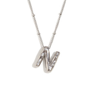 Party Balloon Letter Pendant Necklace-steel color-N