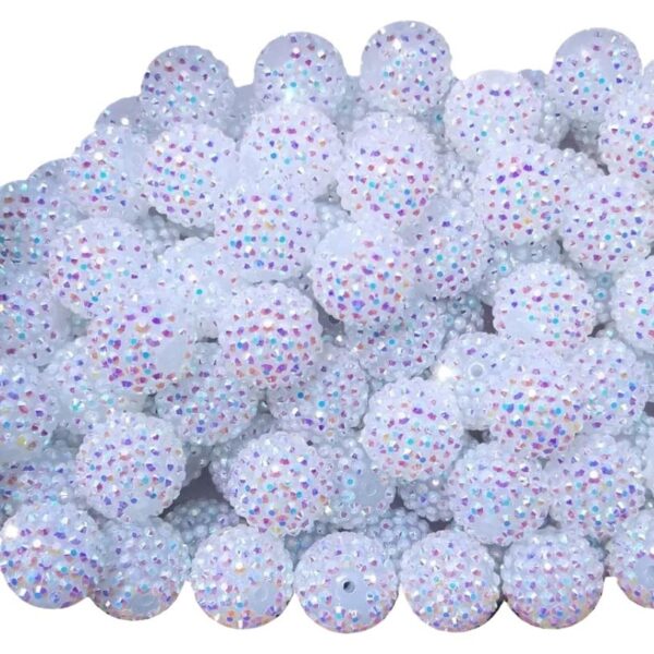 Wholesale 5PCS 20MM Resin Jelly White AB Diamond Beads