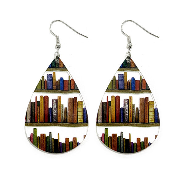 Wholesale Waterdrop Splicing Bookshelf Acrylic Teacher's Day Earrings