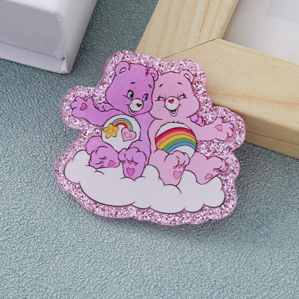 Wholesale 10pcs glitter cartoon heart bear earrings bag acrylic cute accessories