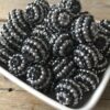Wholesale 5PCS 20MM Resin Black Silver Striped Diamond Ball Beads
