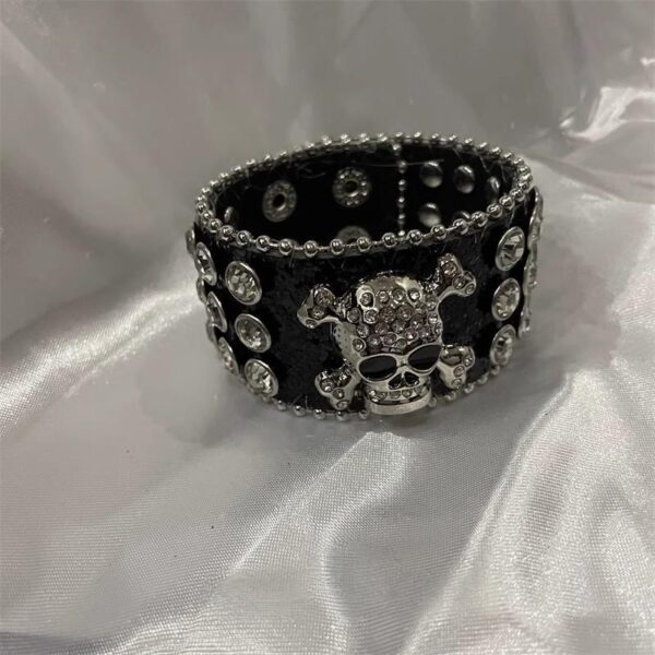 Wholesale Cross punk rhinestone leather willow nail bracelet