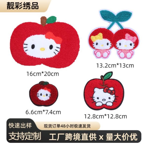 Wholesale Red Cute Apple Cat Embroidery DIY Patches