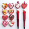 Wholesale Valentine's Day heart-shaped multi pattern printed Focal Beads