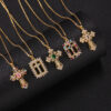 Wholesale Colorfulful Zircon Men's and Women's Cross Necklace Niche Design