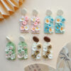 Wholesale Colored handmade floral soft ceramic earrings