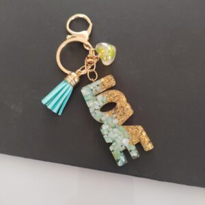 Gold foil + turquoise key pendant / Love key pendant