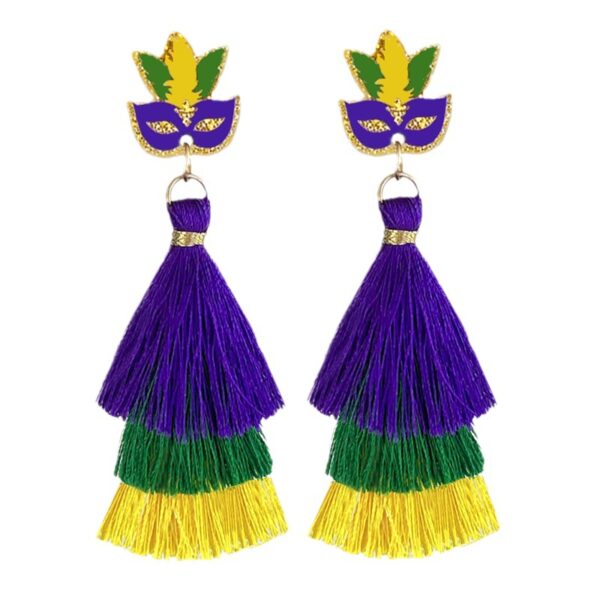 Wholesale Carnival Beads Sparkling Beads Tassel Feather Earrings