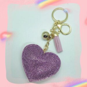 Purple / Keychain + heart tassel
