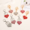 Wholesale Solid color peach heart set with diamonds Metal Keychain