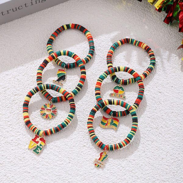 Wholesale Black History Month June Festival Red, Yellow, Green Adjustable Bracelet