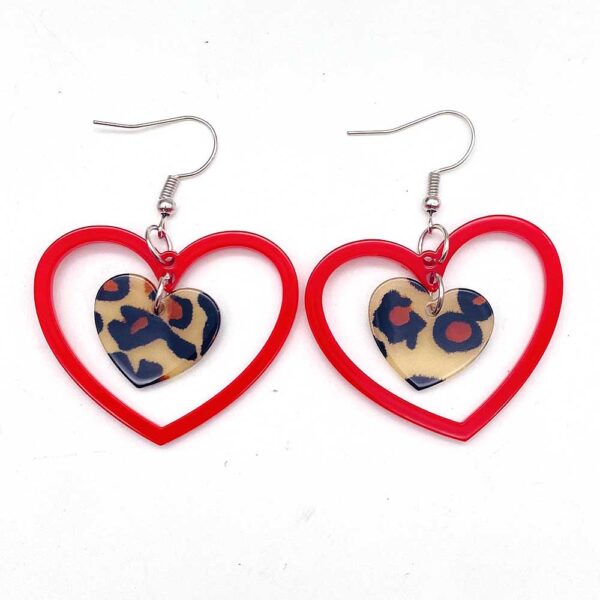 Wholesale Valentine's Day Leopard Pattern Love Earrings