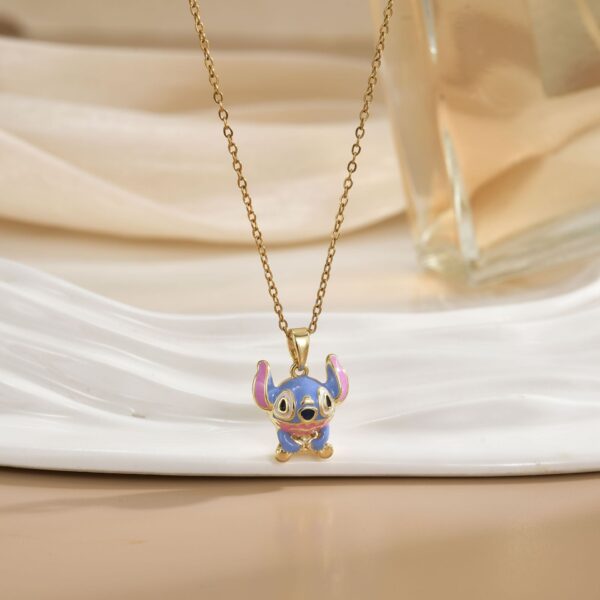 Wholesale Blue painted cartoon cute zircon necklace