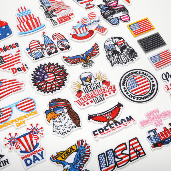 Wholesale Independence Day flag colorful and diverse embroidery DIY patches