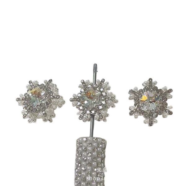 Wholesale 10pcs Snowflake inlaid with colored zircon straight hole beads