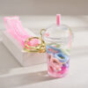 Wholesale Acrylic flowing sand bottle milk tea cup keychain