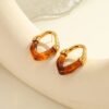 Wholesale Colored resin spliced stainless steel earrings