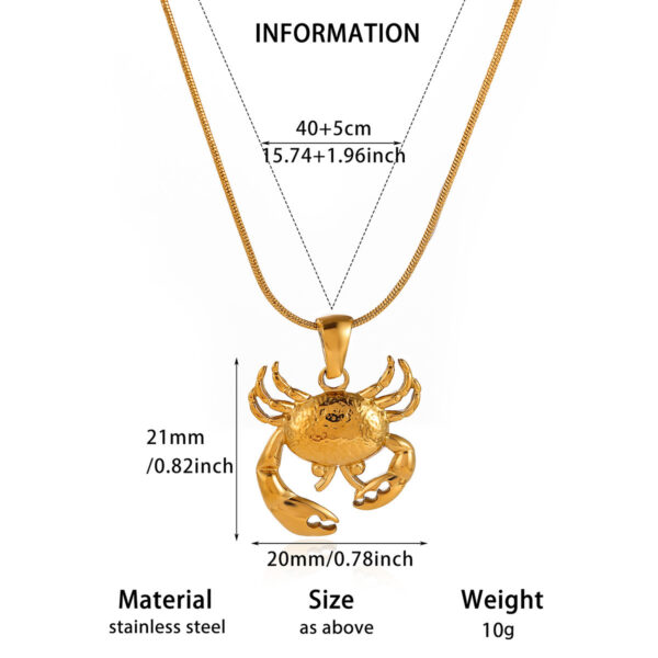 Wholesale stainless steel gold-plated crab fish pendant animal clavicle necklace