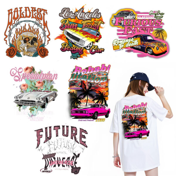Wholesale K-Style White Ink Heat Transfer Stickers Trendy Brand Logo Trademark Custom Clothing Accessories Heat Transfer Paper Cross-Border
