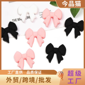 Wholesale 20pcs Bow Silicone Beads Fashionable Simple Rubber Beads