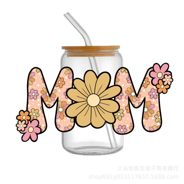 Wholesale Mother's Day flower series Transparent UV DTF transfer Crystal label Cup stickers tear and paste