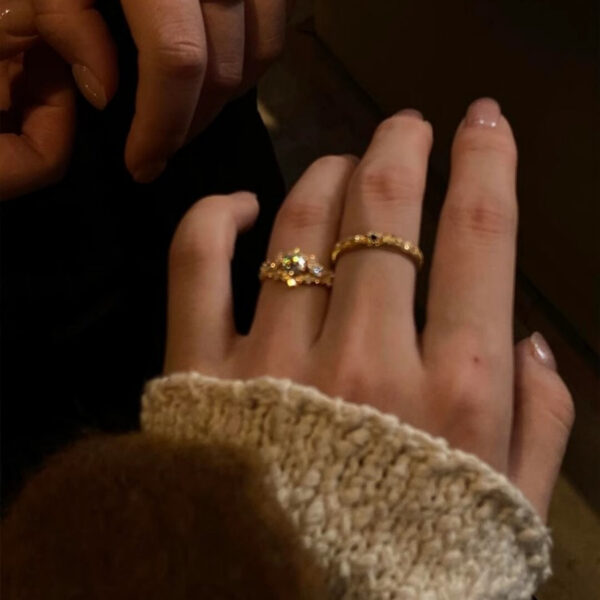 Wholesale Palace Style Full Diamond and Wire-drawing Carving Gold Ring