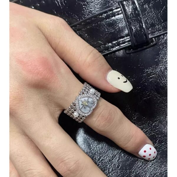 O1CN01tcuCNX1m65OsSQdce_2209494864904-0-cib Wholesale Love wide pearl hexagonal star adjustable ring with an opening