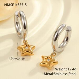 NMSE-K635-5 Star Earrings / 18K