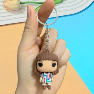 Strange plush toy keychain - long hair, brown / 5.4*3.8