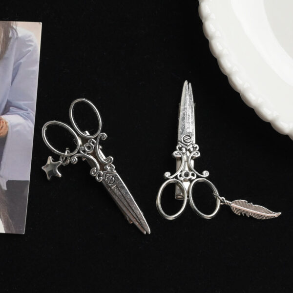 Wholesale personality scissors hairpin leaves star pendant hair clip