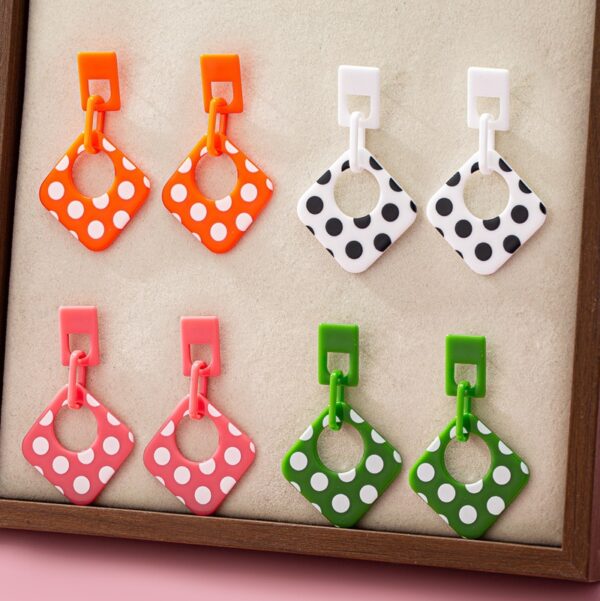 Wholesale Pink polka dots Acrylic Earrings