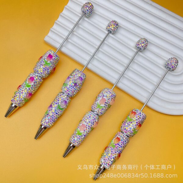Wholesale Tulip Theme Full Diamond DIY Fancy Beadable Pens