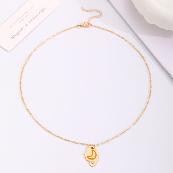 Wholesale Moon and Sun Three-person Splicing Alloy Diamond Two-piece Set Necklace