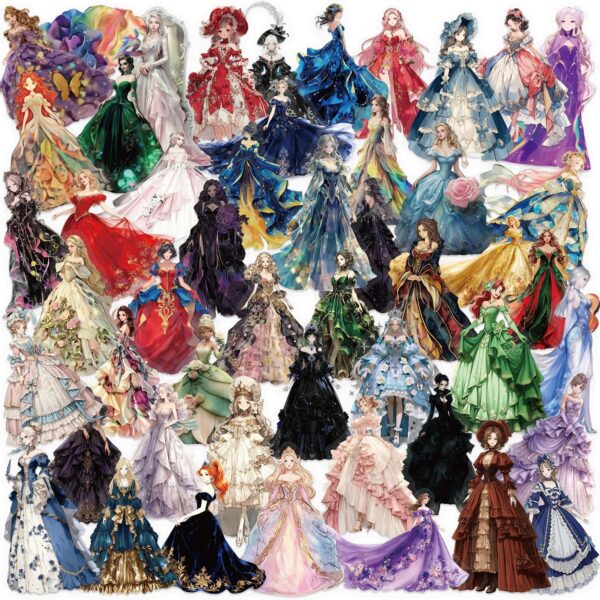 O1CN01tgDivh1jtbOZVWaXv_2204108134606-0-cib Wholesale 50pcs Transparent Cartoon Beautiful Girl Waterproof Vinyl Stickers