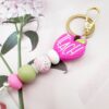 Wholesale Teachers' Day Apple TEACH Silicone Color Silicone Beads Keychain