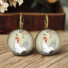 Wholesale Vintage Fox Cat Chicken Time Stone Cute Animal Earrings