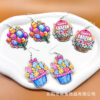 Wholesale Easter colorful egg balloon basket Happy Easter wooden earrings