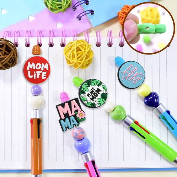 Wholesale Random 100pcs Mother's Day themed DIY pen accessories soft rubber beads