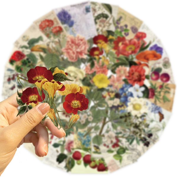 Wholesale 50pcs Retro Plant Flower Series Graffiti Waterproof Stickers