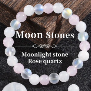 White jade + pink crystal bracelet