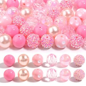 Pink mixed pen beads / Size 20mm 12 pieces/pack as shown in figure 2 pieces each