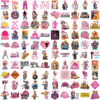 Wholesale 100 Pink Cartoon Safety Helmet Stickers DIY Waterproof