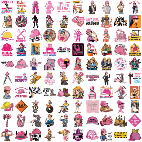 Wholesale 100 Pink Cartoon Safety Helmet Stickers DIY Waterproof