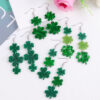 Wholesale Shamrock St. Patrick Glitter Lucky Grass Earrings