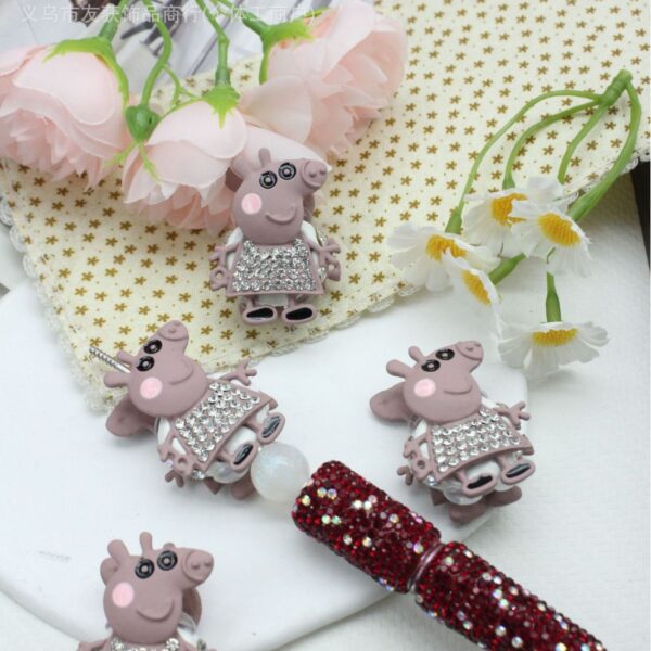 Wholesale Double-sided oil-inlaid alloy cute Peppa Pig beads